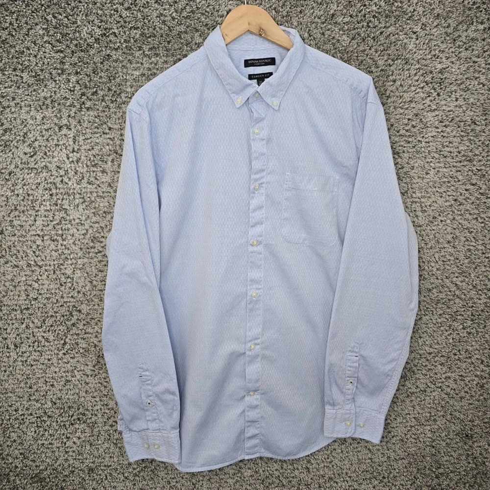 Banana Republic Dress Shirt Mens XL Blue‎ Button Down Oxford Camden Fit Cotton